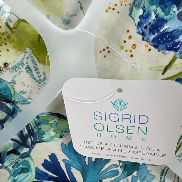 Sigrid Olsen Melamine Salad Plates Sea Life Coastal Blue Green 8.5" Set fo 4 NEW - Picture 5 of 6
